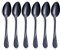 Black Dessert Spoon Set, Seeshine 6.5-inch Stainless Steel Shiny Black Teaspoon, Espresso Coffee Spoon, Set of 6
