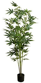 EUROPALMS Hanfpflanze, Kunstpflanze, 150cm | Künstliche Cannabispflanze für Dekorationen