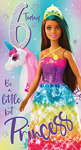 Danilo Promotions LTD Barbie Geburtstagskarte zum 6. Geburtstag, offizielle Barbie Alter 6. Geburtstagskarte, Happy Birthday Age 6