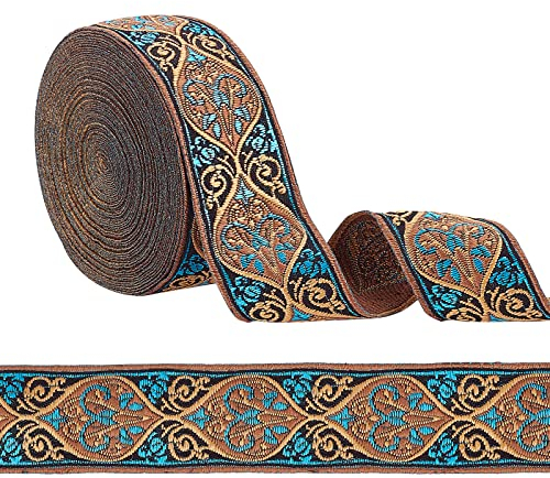 PH PandaHall Vintage Jacquardband 7.6 Yards/7 m Stoffbesatz Mit Fransen Bestickt Gewebt Boho-Spitzenstoff Patchwork-Band Nähen Für Riemen Gürtel DIY Handwerk Tasche Kleidung Nähen 1.2 Zoll/3 cm Breit