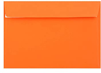 C5 Coloured Envelopes for A5 Greeting Cards Wedding Invitations & Crafts V Flap, Peel & Seal Flap (162x229mm) Pack of 50 (Orange Peel & Seal)