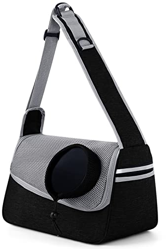 ALLSOPETS Hundetasche Tragetuch Hund Schultertasche Katzentragetasche Haustiere Tasche für Katzen und Hunde Geeignet für Haustiere innerhalb von 5 kg (Grauschwarz)