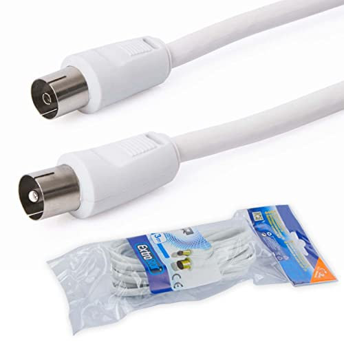 DARKF Cable Antena TV 3 Metros | Cable Coaxial Para Televisión con Conector Universal | Cable Con Cubierta PVC Resistente | Cable Para Televisor y Decodificador TDT (3 metros)