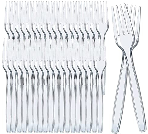 Tenedores Reutilizable Transparente, Cubiertos de Alta Resistencia,Duradero, Reutilizables para Actividades de Cumpleaños, Fiestas, Buffets,Bodas,Catering, Barbacoas 500pcs