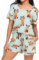 Mnsruu Cute Red Panda Bamboo Womens Pyjamas Sets Short Sleeves, Ladies Pajamas Pjs Set Loungewear with Pocket Size M