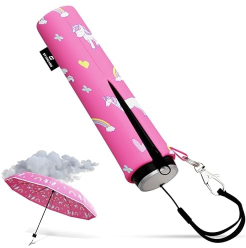 STYNGARD Regenschirm Kinder mit Sicherheitsreflektoren und Reflektorband - Kinder Regenschirm Mädchen & Junge - Kinderschirm - Schirm für Schulranzen Modell STOCKHOLM (Einhörner)