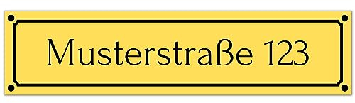 Straßenschild personalisiert 50cm x 12cm hergestellt aus robustem PVC stoß- und kratzfestes Schild in verschiedenen Farben Hausnummer Schild mit UV-Schutz (Gelb)