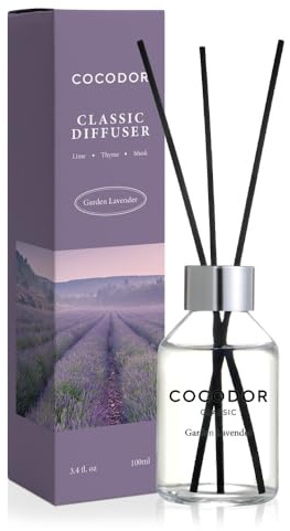 COCODOR Classic Reed Diffuser/Garden Lavender/100ml/1 Pack/Fragrance Scent Essential Oil Stick Diffuser Set for Bedroom Bathroom Home Décor