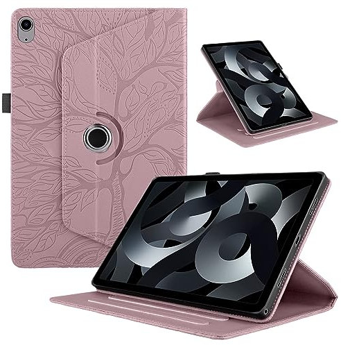 TEDTIKJT Cover per iPad 10th Gen 10.9 2022 Custodia/iPad 11th Gen 2025 11 Custodia Pelle PU 360°Multi Angolo Ruotabile Tablet Protettiva Cover con Auto Sveglia/Sonno, Oro Rosa Albero