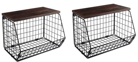 VUIUYOIES Cesta de Frutas Multifuncional de 2 Niveles, Organizador y exhibición apilable, Cesta de Almacenamiento de Frutas montada en la Pared, 2 Pack/Lote