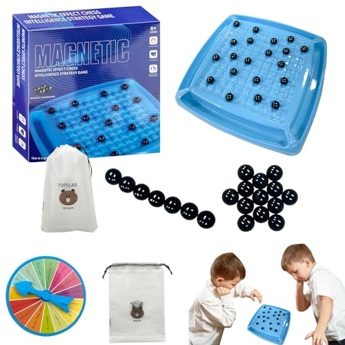Morofme 2024 Neues Magnet Stein Brettspiel Magnetisches Schachspiel Tischplatte Magnet Spiel mit Schachbrett Multiplayer Magnetic Rocks Spiel Interaktives Tischspiel Family Party Spiele