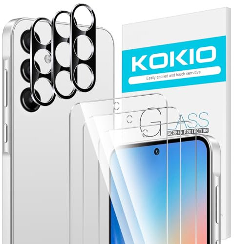 Kokio 3+3 Pièces Verre Trempé pour Samsung Galaxy A35 5G 3 Pièces Film Protection écran avec 3 Pièces Caméra Arrière Protecteur, 9H Dureté, Anti-Rayures, Sans Bulles, HD Protection pour Samsung A35