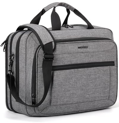 bagsmart Laptop Bag, 17.3 Inch Briefcase for Men Women Large Laptop Case Expandable Computer Bag School Work Office Travel Business (Grey)