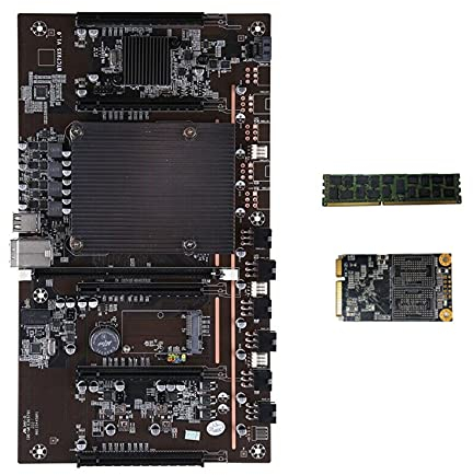 Rfeeuubft X79 H61 BTC Placa Base de MineríA 5X PCI-E 8X Soporte 3060 3080 Tarjeta GráFica RECC 4G DDR3 RAM y 120G SSD