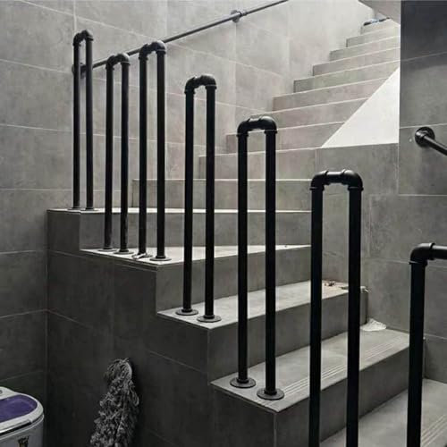 U-förmige Treppe Handlauf, geschmiedetes Eisen Quadrat Rohr Handlauf, Seite montiert Anti-Rutsch-Unterstützung Geländer für Outdoor-Schwangere Frauen Behinderte(Size:90cm/35.4in)