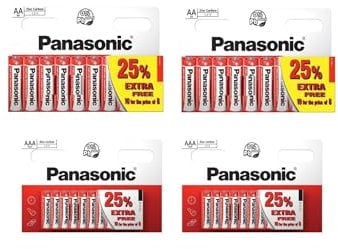 20 AA and 20 AAA Batteries (1.5v) Zinc Carbon Special Power Battery, Panasonic 10 Count per pack (Pack of 4)