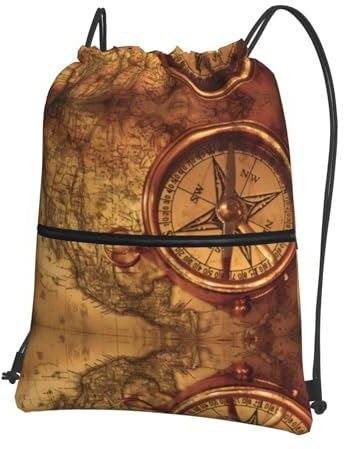 GaxfjRu Law of the Compass Navigation Wasserdichter Polyester Kordelzug Rucksack – leicht und praktisch, Camping, Reisen, vielseitige Tasche und Mama-Tasche, Schwarz , One size