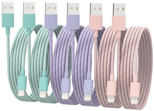 [Apple MFi Certified] iPhone Charger, 6Pack (3/3/6/6/6/10 FT) Fast Charging Long Lightning Cable, High Speed Transfer USB Charger Cord for iPhone 14 13 12 11 Pro Max/XR/XS/X/8/7/6Plus iPad