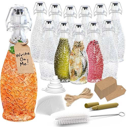 Nevlers Strukturierte Bügelverschluss-Glasflaschen mit luftdichtem Deckel, 482 ml, 12 Stück
