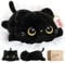 Mewaii Süßes Katze Plüschtiere Kawaii Plüschkissen Schwarze Katze Stofftiere Katzen Kuscheltier Matschige Plüschtiere für Boys & Girls