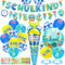 BOMTOP Einschulung Deko, Schuleinführung Schulanfang Deko Set für Jungen Einschulung Deko Schulanfang Deko Einschulung mit Einschulung Banner ABC 123 Zuckertüte Motiv Schultüte Konfetti Folienballon