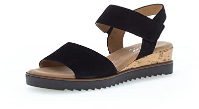 Gabor Damen Keilsandalen, Frauen Sandalen,Leichte Mehrweite (G),Strandschuhe,Keilsandaletten,Keilabsatz,flach,schwarz(Kork/schw),42.5 EU / 8.5 UK