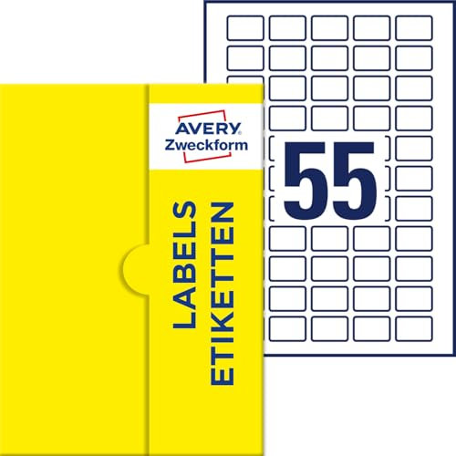 AVERY Zweckform P3464-100 Universal Etiketten (5.550 Klebeetiketten, 30x20mm auf A4, Papier, bedruckbare Produktetiketten, selbstklebende QR-Code-Etiketten, individuelle Aufkleber) 100 Blatt, weiß