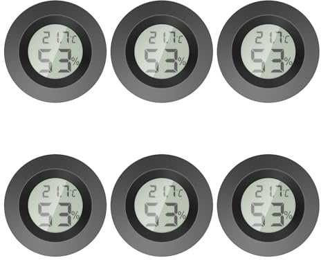 Gvolatee Thermometre Hygrometre Interieur, Mini Digital Thermomètre Hygromètre Intérieur, Rond Temperature Interieur Maison, Haute Précision Hygromètre Numérique, pour Serre, Bureau (6 Pièces Noir)