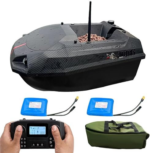 factildfulzhan 12V GPS RC Bait Boat For Fishing, with 2x15600 mAh Removable Battery/Night Fishing Lights, Auto Return, Dual Remote Control 500M, Bait Delivery, Hook Delivery, Net Pulling Boat