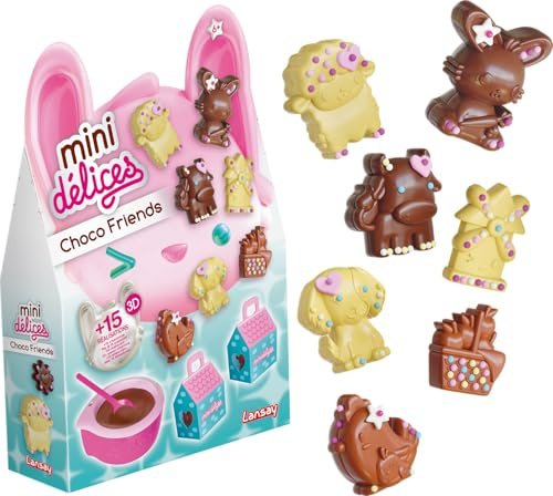 Lansay - Mini Délices Choco Friends - Schokoladenset - Ab 6 Jahren | Süße Küche - Bis zu 15 Tierformen, Behälter und Löffel - Ganz ohne Backofen - Geschenkverpackung Ist Schon Enthalten
