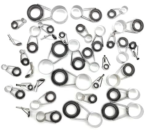 CHENNAN 35 Stück Angelrute Führungs Ring Köder-Angelruten-Führungsringe Angelruten praktisch führungsring Angelrute Reparatur kit Edelstahl Keramik Angelrute Pole Guide Ring Set Zubehör (Schwarz)