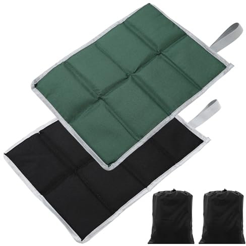 HAOYULUO 2 Stück Outdoor Sitzkissen Faltbar,Sitzkissen Outdoor Thermo,Sitzkissen Wasserdicht mit 2 Aufbewahrungstaschen,Geeignet für Reisen im Freien, Picknick, Wandern usw. (Schwarz + Grün)