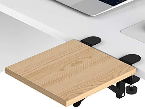 Sisyphy Ergonomics Desk Extender Tray, 9.5x9.1 Punch-Free Clamp on, Foldable Keyboard Drawer Tray, Table Mount Arm Wrist Rest Shelf, Computer Elbow Arm Support