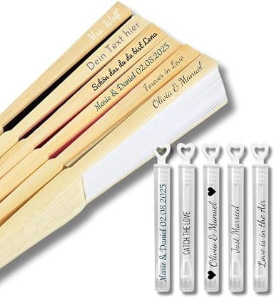 JuPaRo Sticker für Gastgeschenke, Aufkleber für Fächer, Hochzeitsfächer personaliseren, Personaliserte Seifenblasen, Handfächer personalisiert, Hochzeitsgastgeschenke, Gastgeschenke, 10 Stück