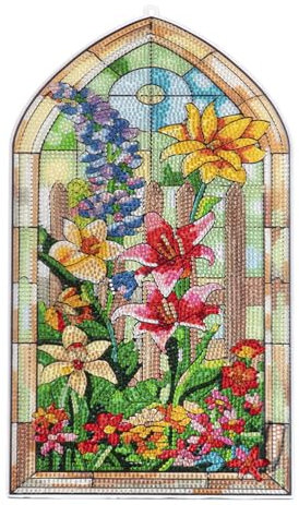 Ideen mit Herz Diamond-Painting-Fensterbild | Glaskunst-Optik | Dekoration & DIY | Material: PET (Blumenvielfalt)