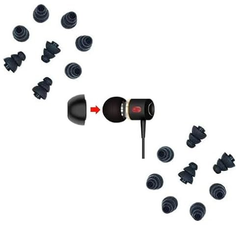 Just Accessories - Black Triple Flange Style Noise Isolating Replacement Soft Silicone Earbuds Tips Gels Fit Most In-Ear Headphones Earphones (12 x Mixed)