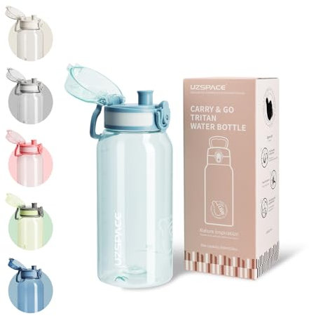 UZSPACE Trinkflasche Kinder Sport Wasserflasche 600ml, auslaufsicher, BPA-frei, kohlensäure geeignet Flasche, spülmaschinenfest, Sportflasche mit Klappdeckel für Schule Uni Outdoor