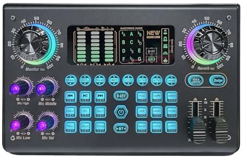 ZKLGS Mixer Audio, Mixer Multifunzione Scheda Audio Digitale Portatile Console di missaggio USB BT Alimentazione Phantom 48V incorporata Mixer Live Professionale