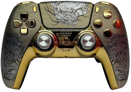PAJU-TECHNIK Gaming Controller Golden Dragon 2er Paddle, Kompatibel mit PS5 & PC, Hall Effekt Sticks, Analoge Face Click Buttons + Smart Trigger & Bumper, Performance Grip