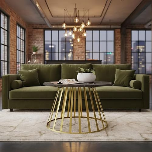 MOKOD Modern Coffee Table with Gold Metal Legs Black Pietra Grigia