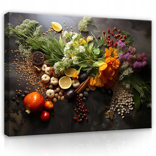 WallArena Leinwand Bilder 60x40 cm | Gewürze, Leinwandbilder, Bild auf leinwand, Format: 60x40 cm (BxH) - einteilig auf Canvas Leinwand. Das Leinwand