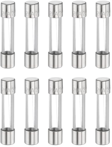 QUARKZMAN 10Pezzi Fusibili In Vetro A Rapida Interruzione 20A 250 Volt | F20AL250V, 6x30mm, Per Luci Natalizie Sistemi Elettrici Forni A Microonde TV, Ad Azione Rapida, Vetro