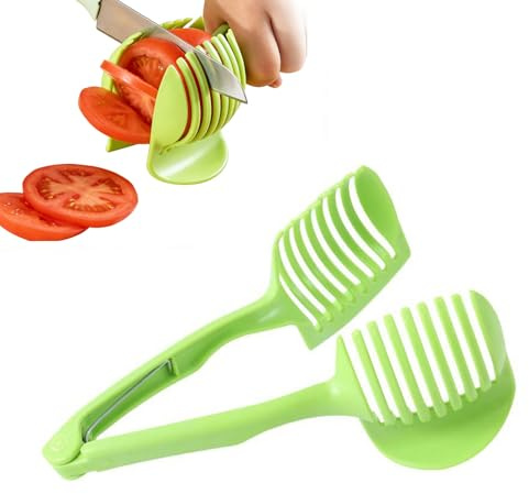 Multi-Purpose Kitchen Slicer – Fruit Cutter with Heat-Resistant Handle | multi-purpose - cuts tomatoes, potatoes & lemons; heat-resistant handle grabs hot eggs, buns & dumplings. Food-safe plastic