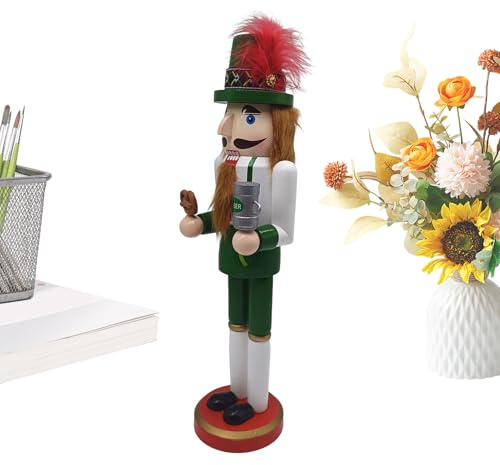 Oktoberfest-Nussknacker – 35,6 Cm Große Holzfigur, Handbemaltes Ornament, Tragbares Traditionelles Bayerisches Sammlerstück | Festliches Ferienhaus-Vitrine-Kunstmodell Für Die Innenregal-Tischdekorati