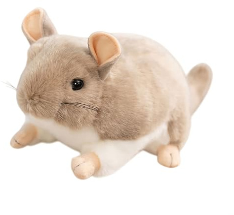 HOMEXYLYL Chinchilla Kuscheltier, 40cm Realistisches Ratten Maus Plüschtier in Liegender Position Weiches Kuscheliges Geschenk für Kinder Und Erwachsene