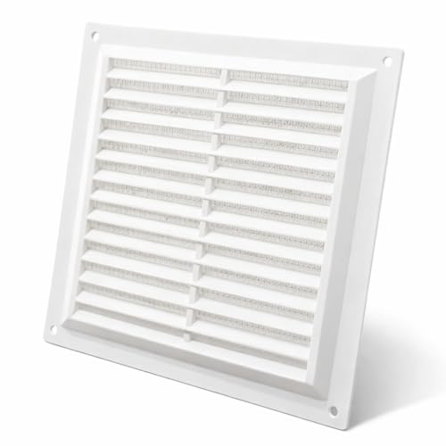 Topolenashop Griglia Ventilazione 200x200 mm Bianca con Rete Antizanzare – Bocchetta Aerazione Quadrata per Muro, Bagno, Cucina, Garage, Griglia Aria Plastica | 2389316