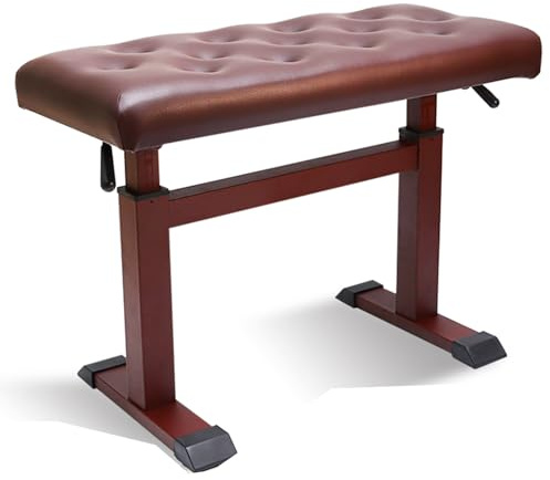 ETUELNOPT Piano Stools， Piano Stool Hydraulic Adjustable Leather 661 Pounds Brown Black For Adults(Brown)
