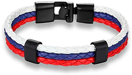 Lederarmband Für Herren, Mexiko Russland Italien Spanische Nationalflagge Leder Armband Herren Armreif Handgefertigt Freundschaft Geschenk Strahlenden Armband Accessoires Festival Paar Präsentiert