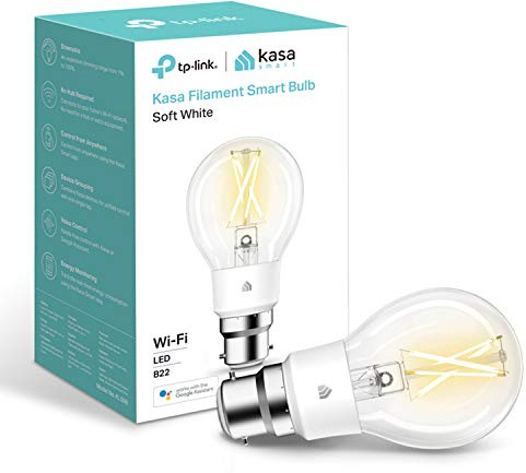 Kasa Smart Bulb by TP-Link, WiFi Filament Light Bulb, B22, 7W(60W equiv.), No Hub Required, Works with Alexa (Echo and Echo Dot) and Google Home, Dimmable Soft Warm White (KL50B) [Energy Class E]