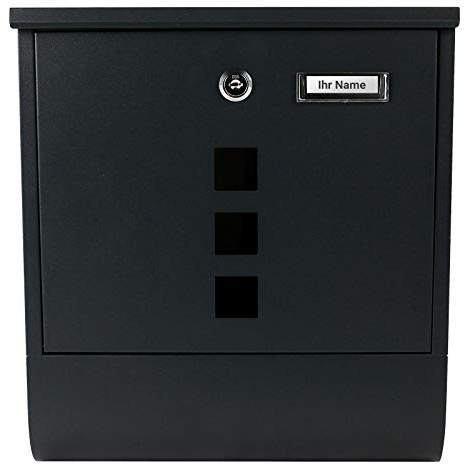 Verda Briefkasten mit Zeitungsfach Wandbriefkasten Zeitungsrolle Designer Postkasten Wetterfest (Schwarz Matt SN3671)
